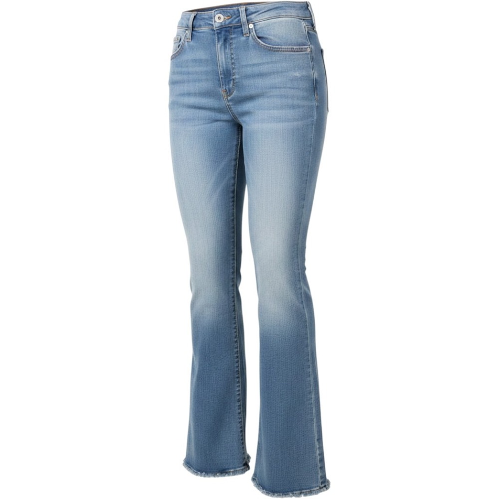 Vervet Blue High Rise Flare Jeans Light Wash Raw Hem T5988 Size 29 - Picture 7 of 7
